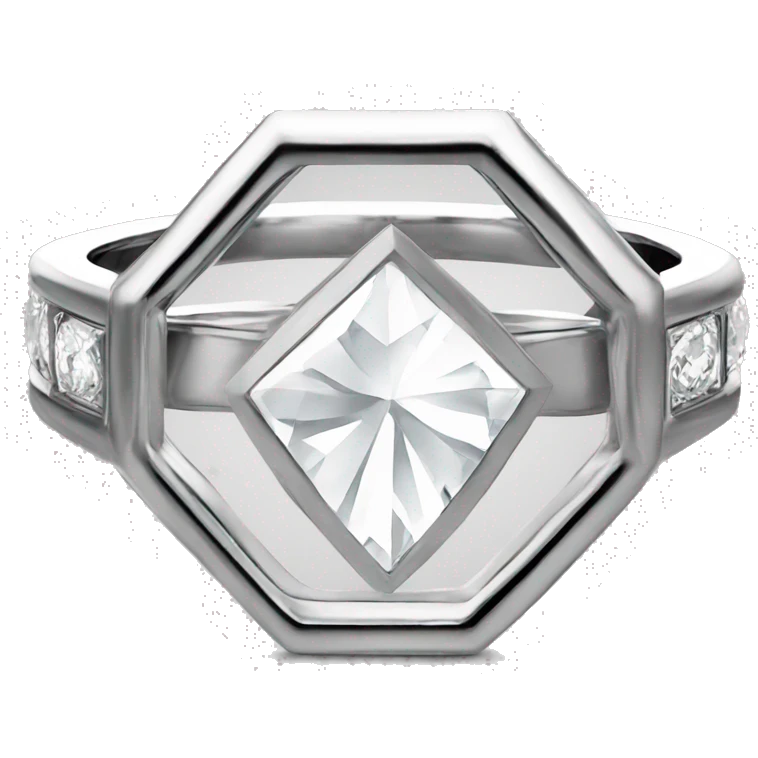 hexagon cut diamond ring with bezel  emoji