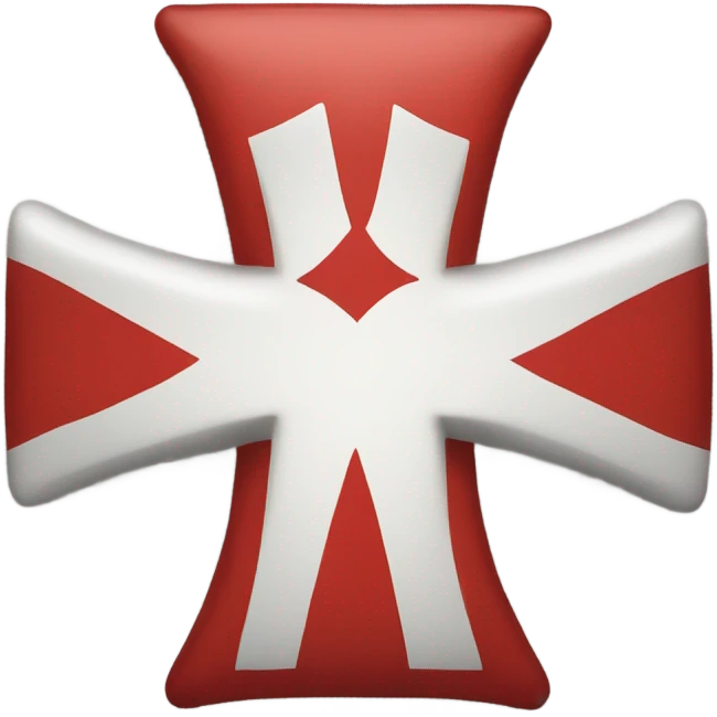 A rectangle with a white background and a red stripe horizontal and vertical like a cross with a white star in the middle with a red hand in the star and a red crown above the star  emoji