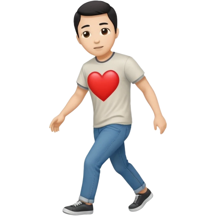 asian man with heart eyes tripping on sidewalk  emoji
