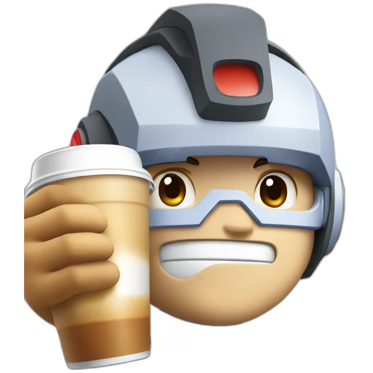 Mega Man who is Drinking a Latte emoji