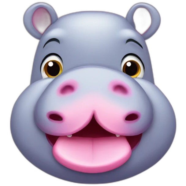 cute pink hippo showing his tongue emoji