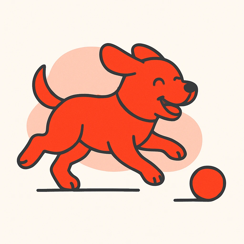 happy dog running after ball emoji