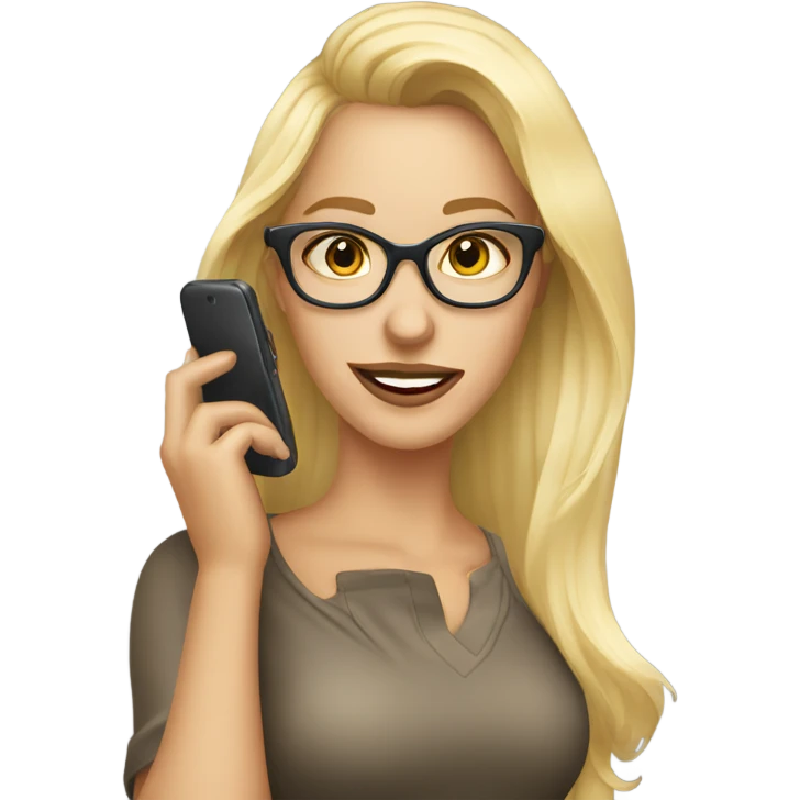 Beautiful Blonde woman wearing glasses calling on cell phone emoji