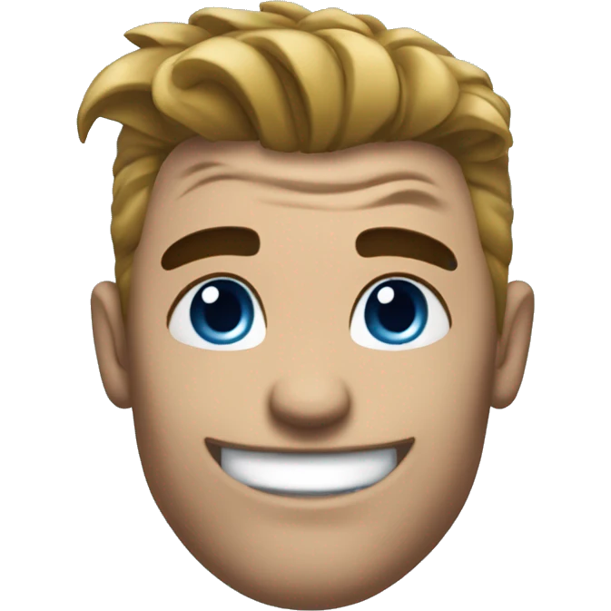 Scar on face blue hair updo muscle man smiling emoji