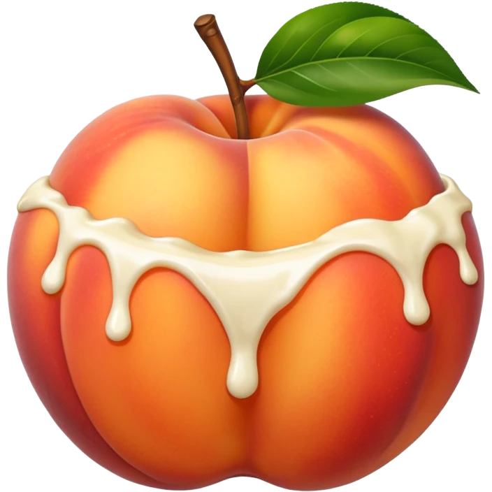 White cream drenched on a peach on a black couch emoji