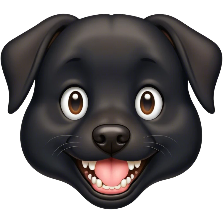 Black dog with missing tooth emoji