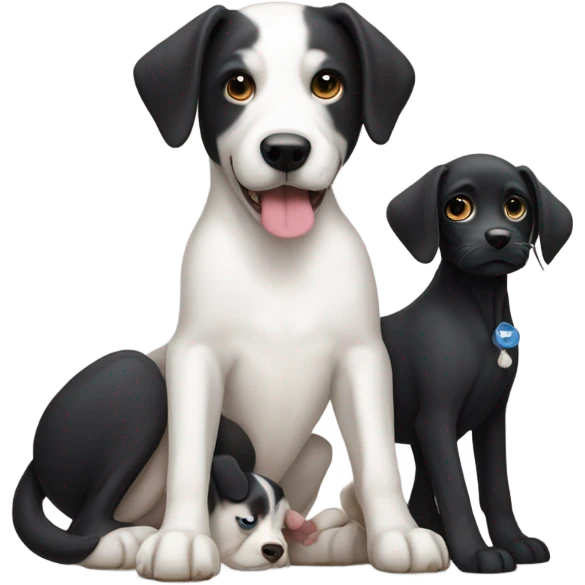 White mom dog gives birth to black puppy with white dog husband in attendance  emoji