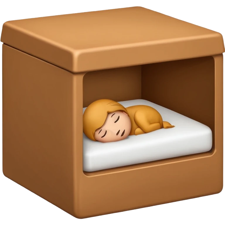 emoji of sleeping box, box is brown colored, open and empty, with a Zzz emoji