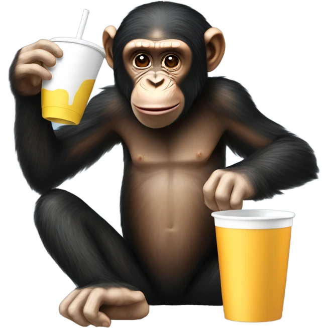 Chimp drinking out a styrofoam cup  emoji