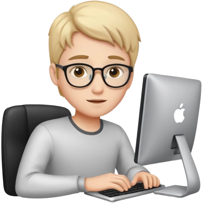 young programmer working at the computer, inspired emoji