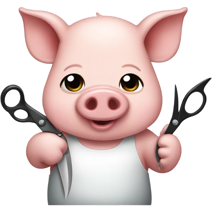 Pig holding scissors emoji