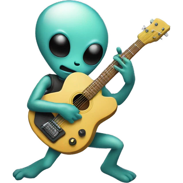 An alien playing guitar emoji
