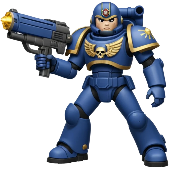 warhammer40k space marine holding a weapon. Weapon is firing. emoji