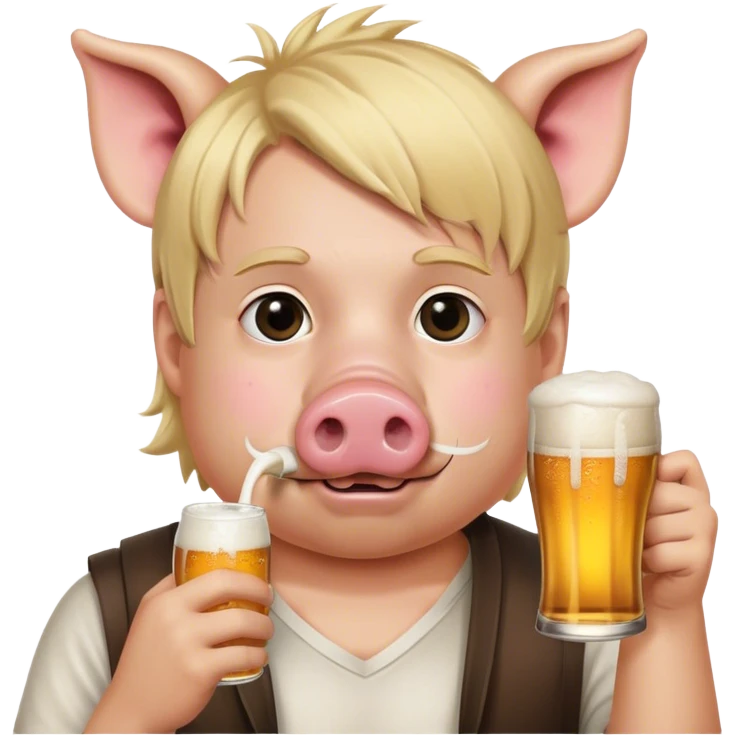 A big blonde boy with a pig mask on drinking a beer  emoji