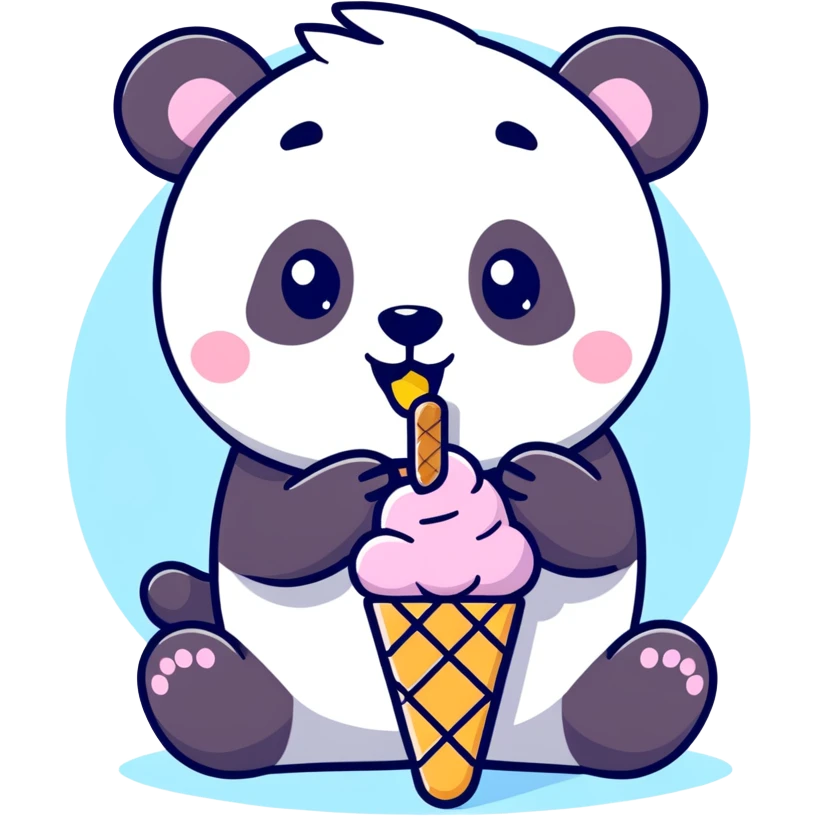 Panda eating ice cream emoji