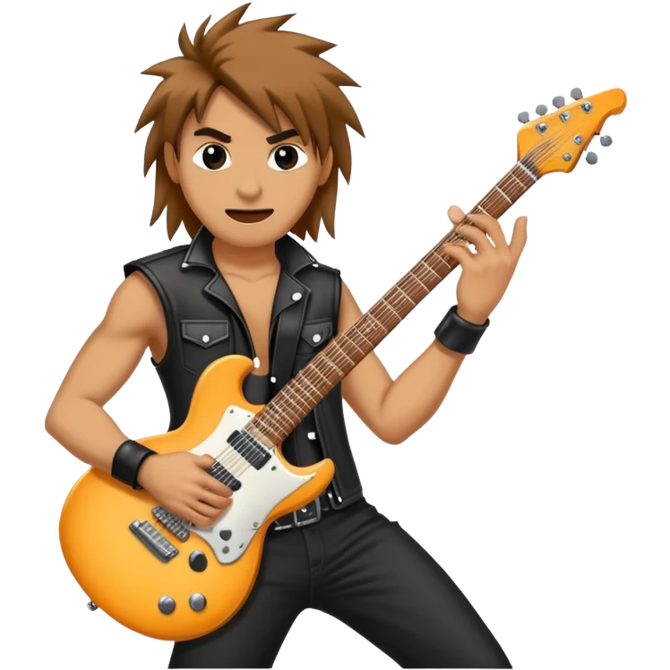 rock and roll hand gesture, electric guitar, heavy metal band emoji