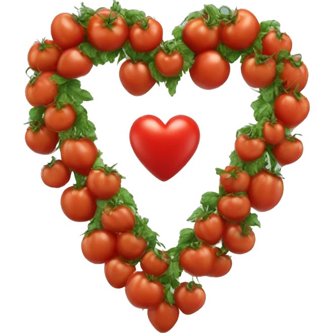 red heart adorned with tomato garlands emoji