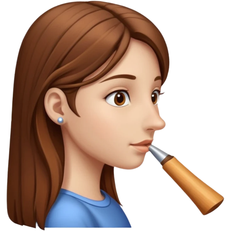 Girl with big pinocchio effect, side view emoji