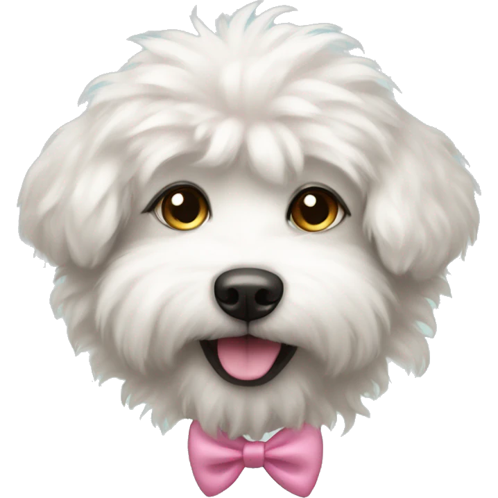 white fluffy dog with pink bow emoji