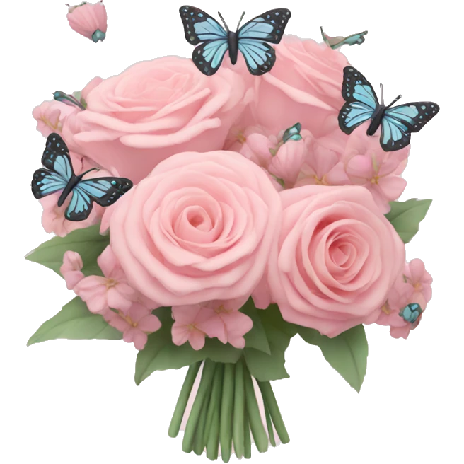Pastel pink bouquet with butterflies emoji