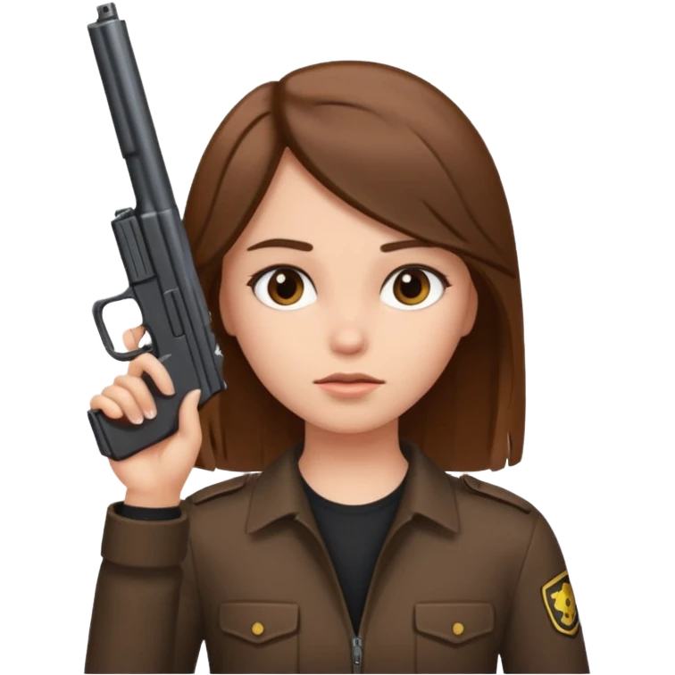 girl w brown straight hair holding a gun to her head emoji