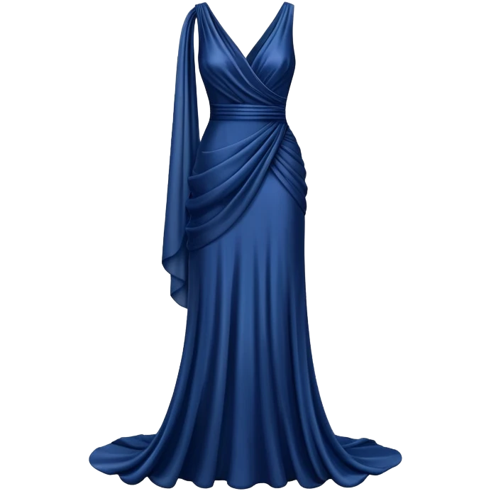 isolated realistic navy blue silk gown, floating isolated emoji