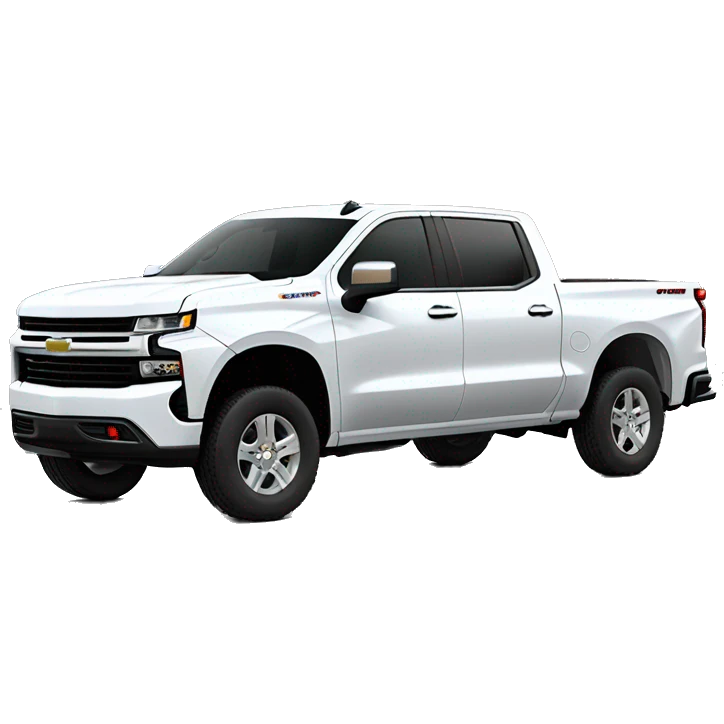 2019 White Chevrolet Silverado crew cab with tinted windows emoji