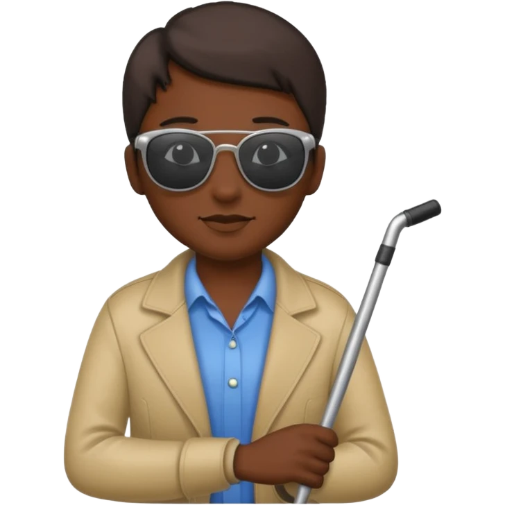 A blind person wearing sunglasses and holding a guide cane emoji