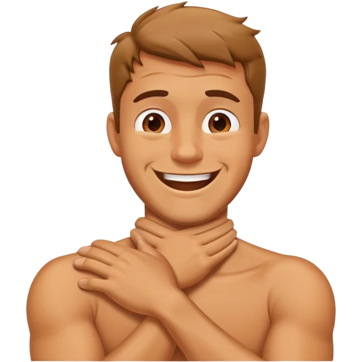 arms crossed holding neck laughing guy emoji