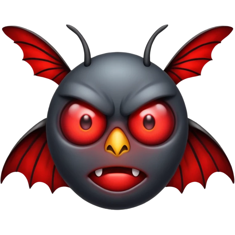 Create a scary emoji of the mothman with bright red eyes emoji
