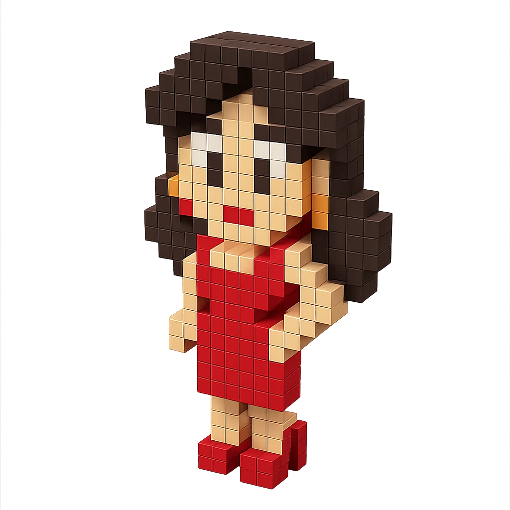 Pauline character from Mario games with brown hair, red dress, and high heels emoji