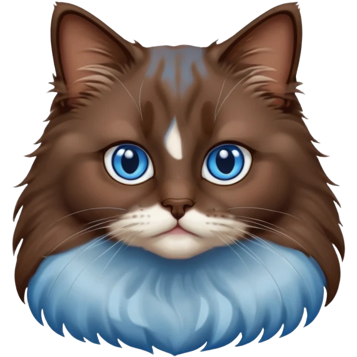 Chocolate colored ragdoll cat head emoji