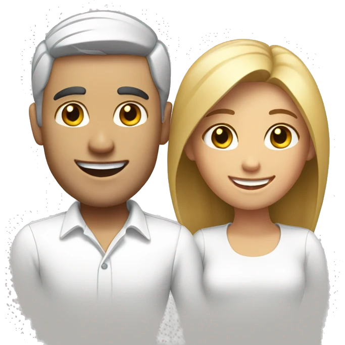 happy couple in white shirts emoji