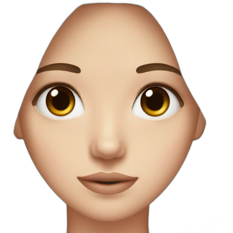 white girl with dark brown hair, brown eye, blush on the cheeks emoji