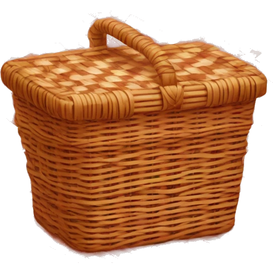 Wicker Picnic basket on a red and white plaid blanket emoji