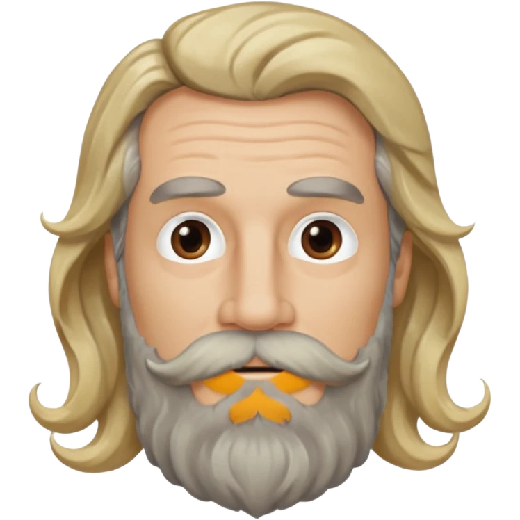 MID AGE MAN WITH LONG BLOND, GREY & bROWN WAVY HAIR; AND BROWN & GREY MOUSTACH AND BEARD emoji