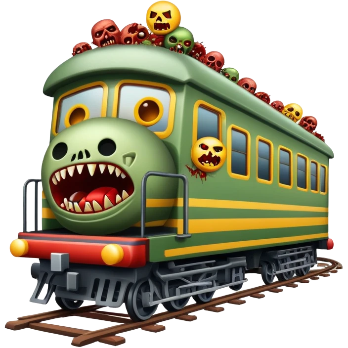Génèrent moi un émoji ou il y a un train qui écrase des zombie emoji