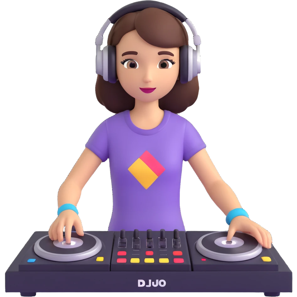 girl playing DJ set emoji