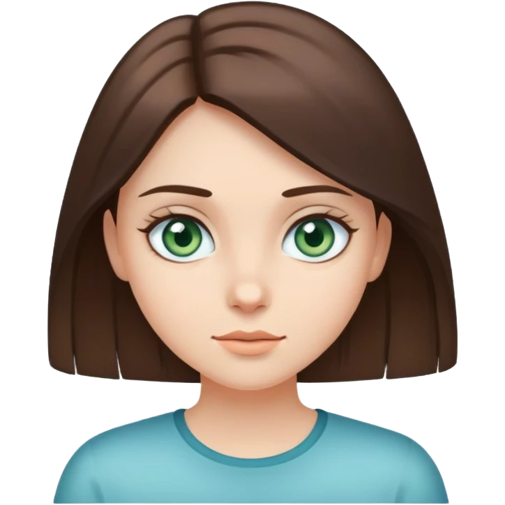 fair skin girl with brunette straight hair and bluish greenish eyes emoji