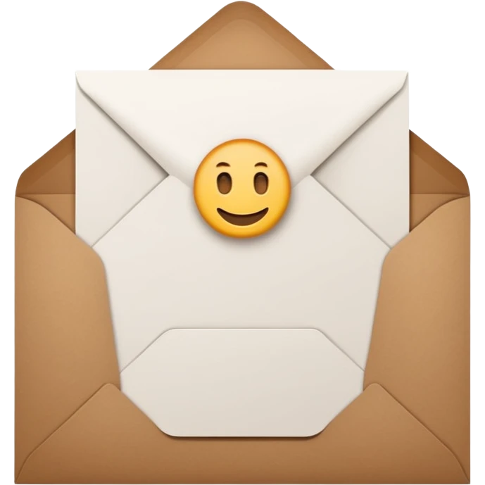 blank greeting card open with brown envelope next to it emoji