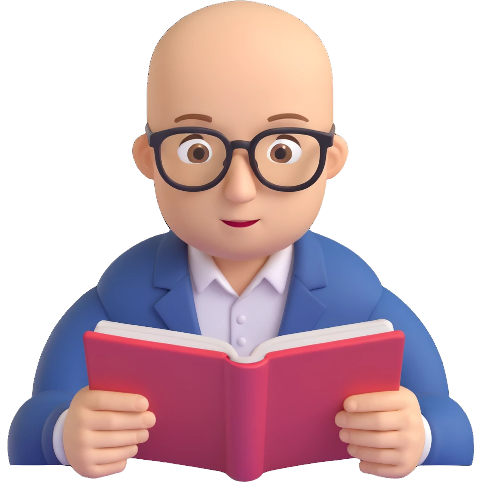 Angry man bald with glasses reading emoji