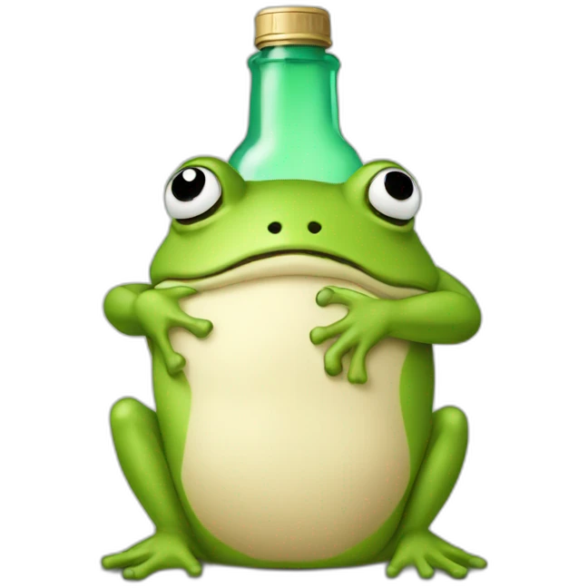 tired toad with bottle emoji