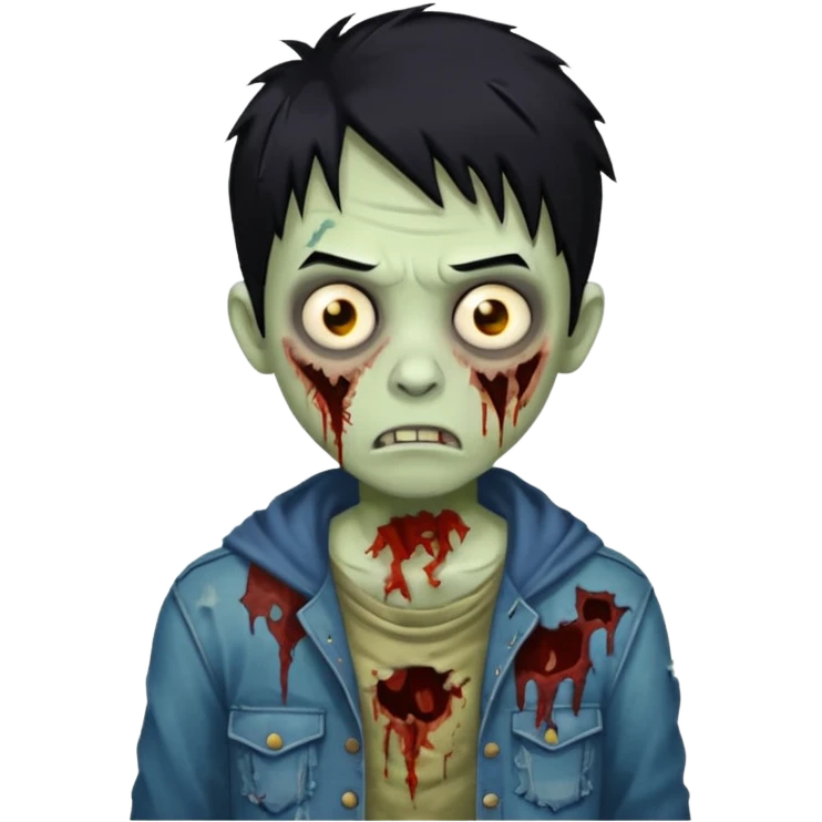 Boy zombie with black hair emoji