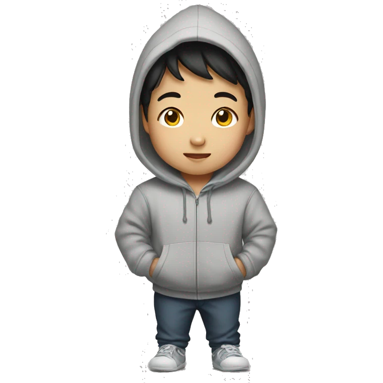 Korean kid wearing hoodie emoji