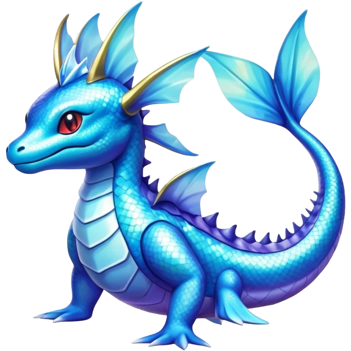 Shiny Exotic Colorful epic Lapras-Salamence-Vaporeon-Fakémon-hybrid-creature (full body)  emoji