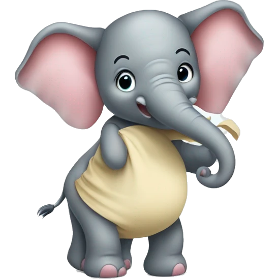 Elefante tierno bebé usando pañales con un cartel que diga “Querubin Bebe”  emoji