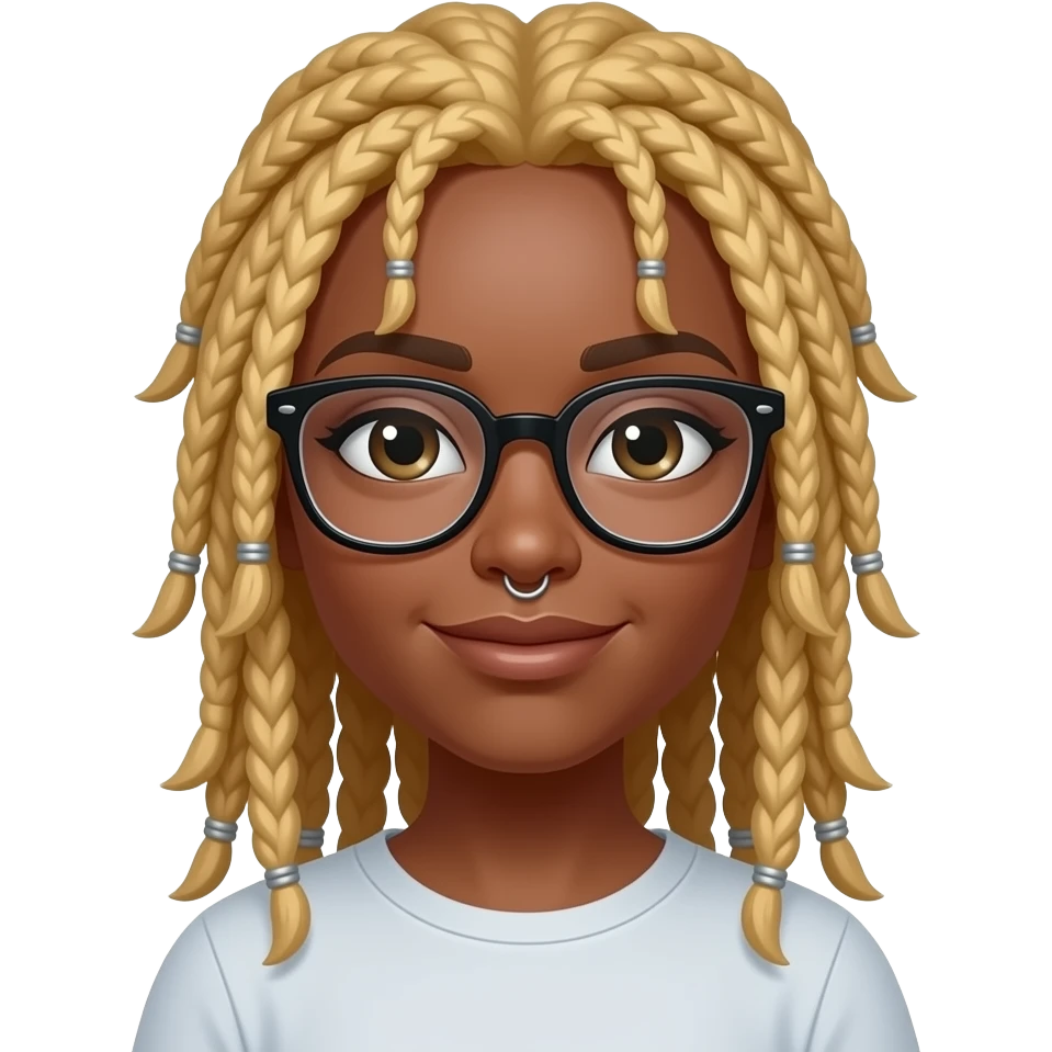 Black girl with blonde locs and eyeglasses and nose piercings emoji
