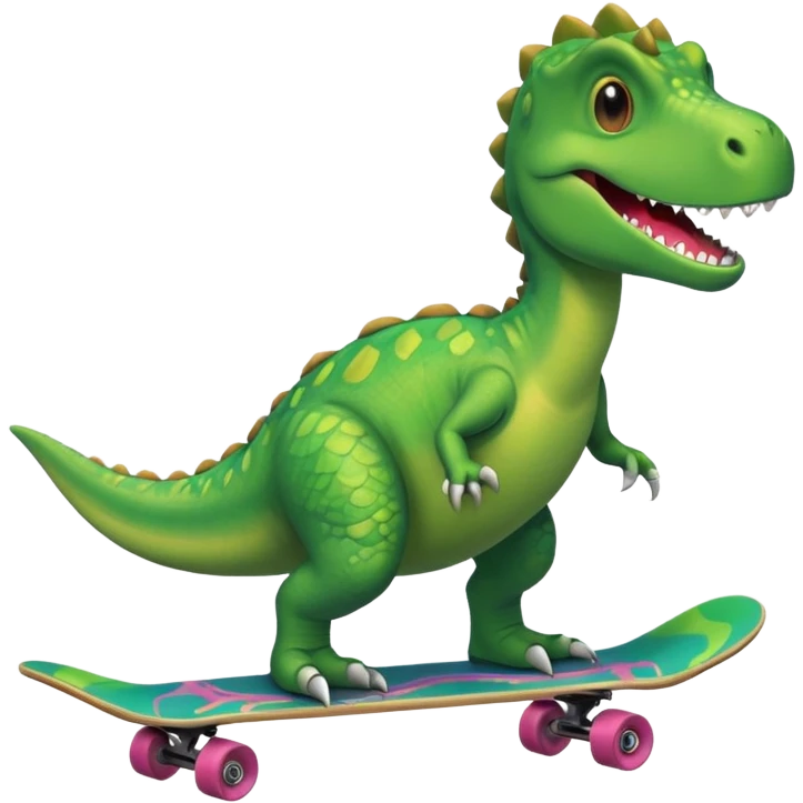 Dinosaur on a skateboard emoji