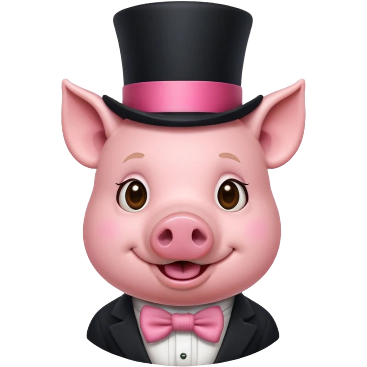 Pig wearing a top hat emoji