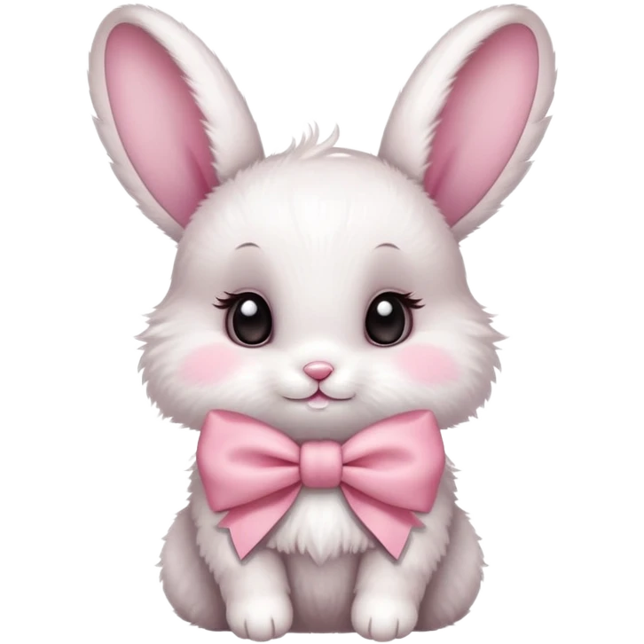 Baby bunny with coquette bow on ear emoji